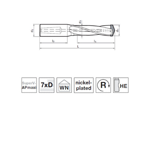 Indexable Drills 7xD, 76003 Dimensions